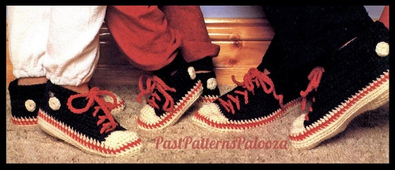 Vintage Crochet Patterns Fun Family Sneaker Slipper Shoes PDF