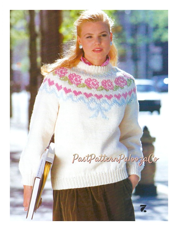 Vintage 1980s Bow Pattern Knit Short Sleeve Sweater Top Vintage 1980s Bow Pattern Knit Short Sleeve Sweater Top