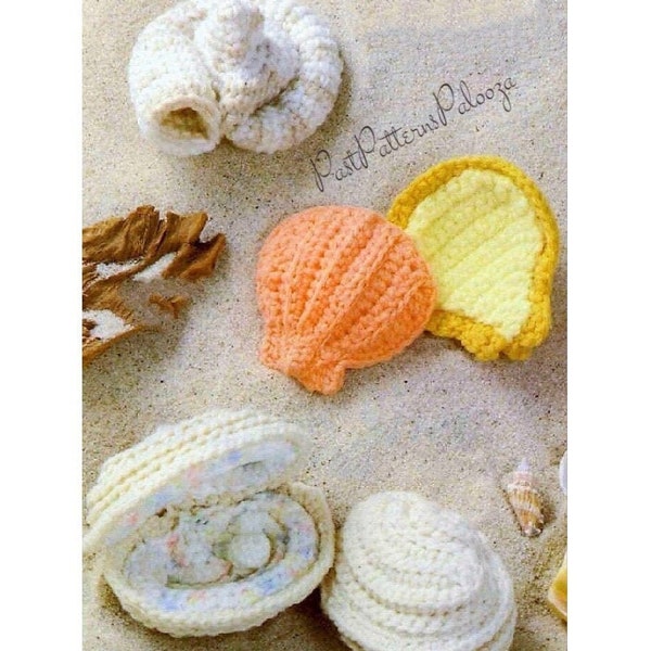 Vintage Crochet Sea Shell Seashells Patterns PDF Instant Digital Download Amigurumi Oyster Scallop Sea Life Plush Realistic Beach Shells