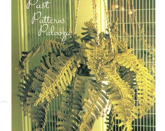 Vintage Crochet Pattern Realistic Potted Fern Plant PDF Instant Digital Download Hanging House Plant 5 Ply