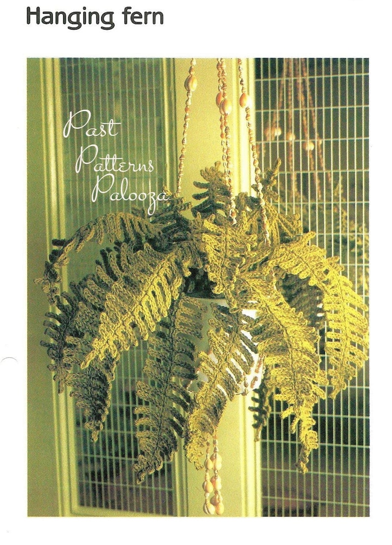 Vintage Crochet Pattern Realistic Potted Fern Plant PDF Instant Digital Download Hanging House Plant 5 Ply image 1