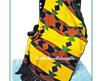 Vintage Crochet Pattern Indian Stars Navajo Afghan Blanket PDF Instant Digital Download Southwestern Aztec Indigenous Design