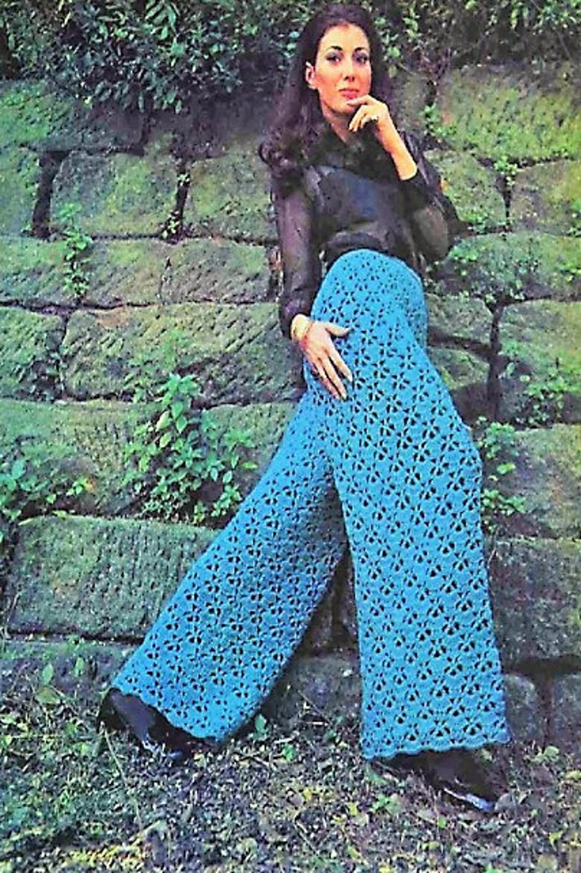 Vintage Crochet Pattern Womens Wide Leg Lace Pants PDF Instant - Etsy