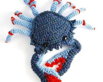 Vintage Crochet Pattern 4" Blue Crab Soft Toy Amigurumi PDF Instant Digital Download Crustacean Realistic Plush Stuffed Sea Life Doll 4 Ply
