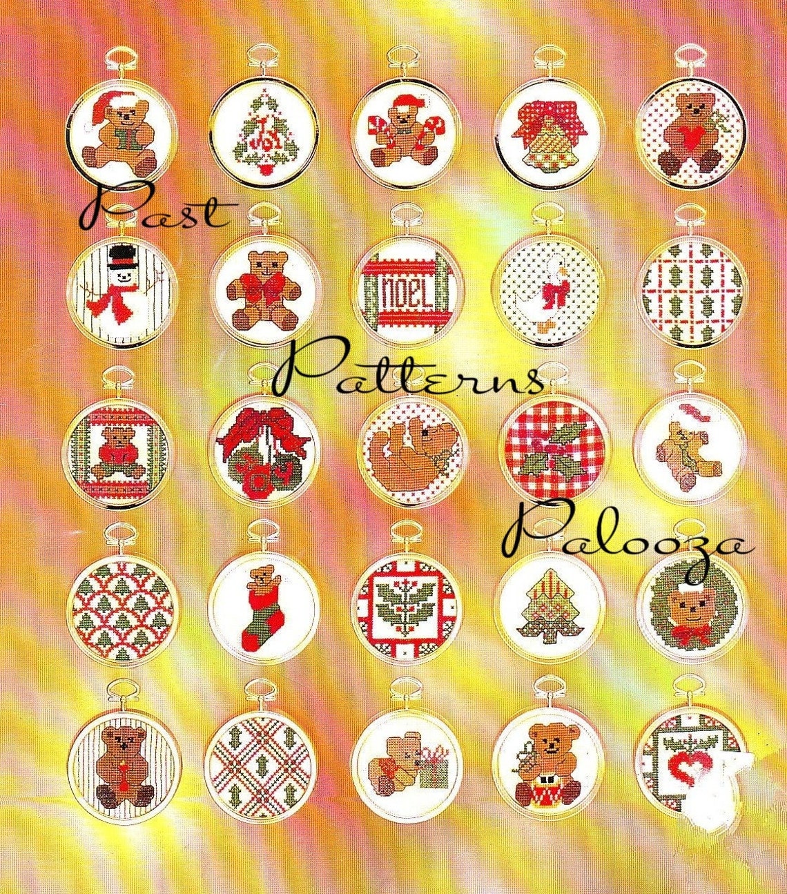 Vintage Cross Stitch Patterns 50 Mini Teddy Bear Christmas Ornaments ...