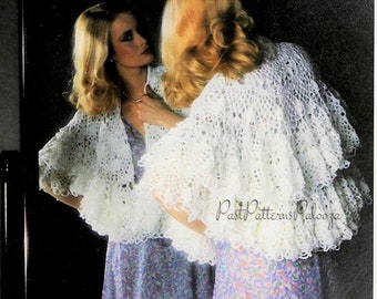 Vintage Crochet Pattern Womens Pretty Lacy Circular Shawl PDF Instant Digital Download Retro Evening Wrap 46" Diameter 4 Ply