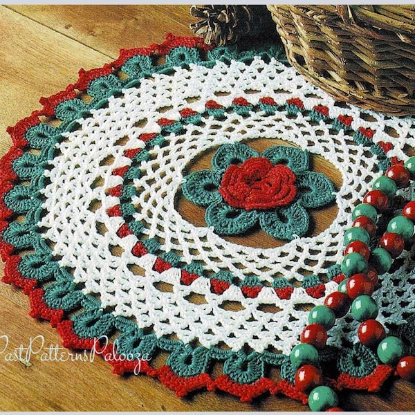 Vintage Crochet Pattern 12" Lacy Christmas Flower Doily Centerpiece Mat PDF Instant Digital Download Holiday Table Decor Cotton Thread