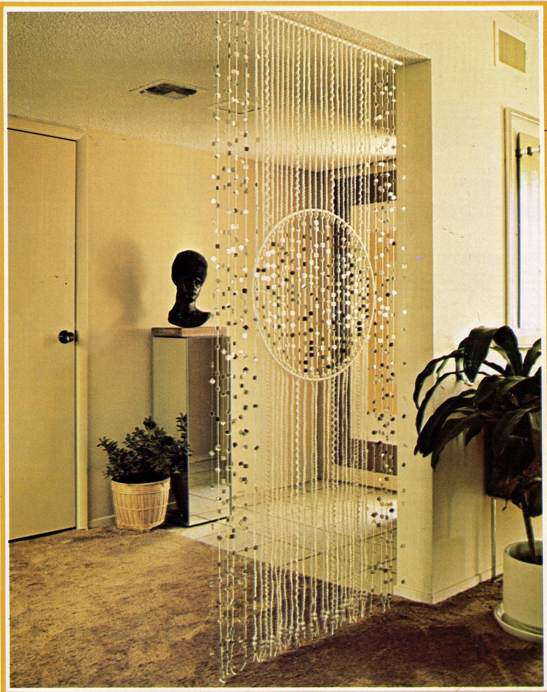 Room Divider Beaded Curtain Vintage Macrame Deco Divider Beaded