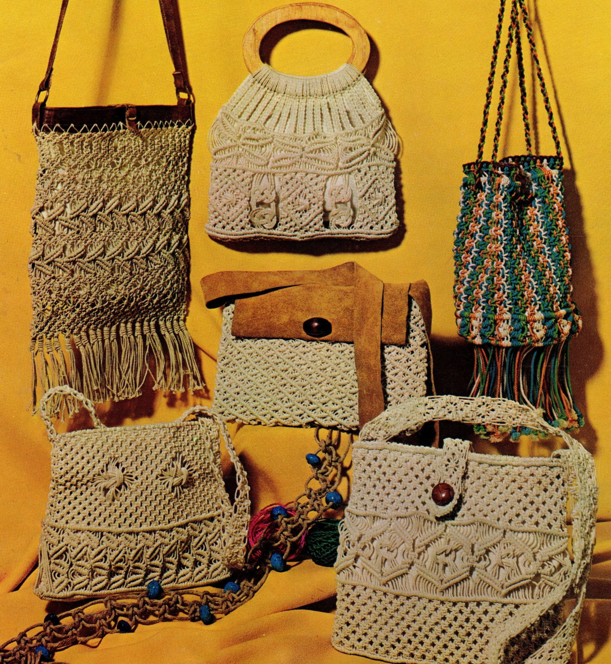 Livre De Patrons Macramé Vintage 1971 - 12 Modèles Ceintures Et Sacs, Occasion
