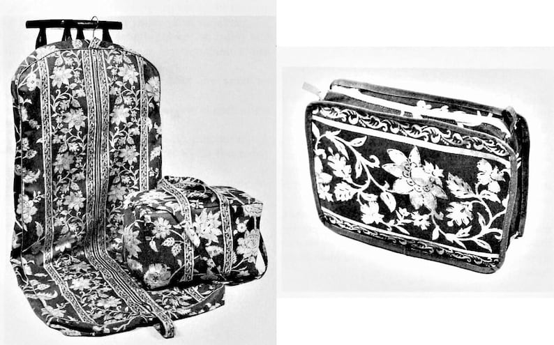Vintage Travel Ensemble Sewing Pattern Hanging Garment Bag Tote Duffle Bag Cosmetic Case PDF Instant Digital Download Fabric Travel Trio afbeelding 2
