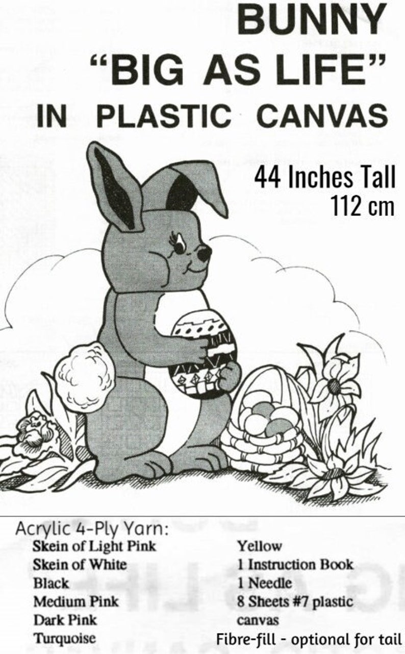 Vintage Plastic Canvas Pattern Giant 44" Large As Life Easter Bunny Front Door Stand Wall Hanging PDF Instant Digital Download Child Sized image 2