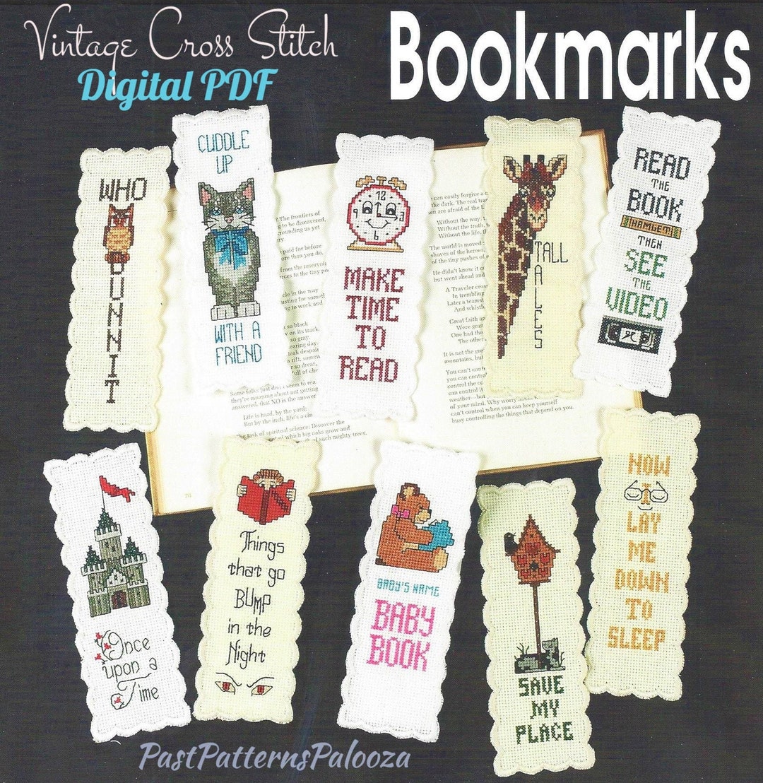 Vintage Cross Stitch Patterns Fun Bookmarks PDF Instant Digital ...