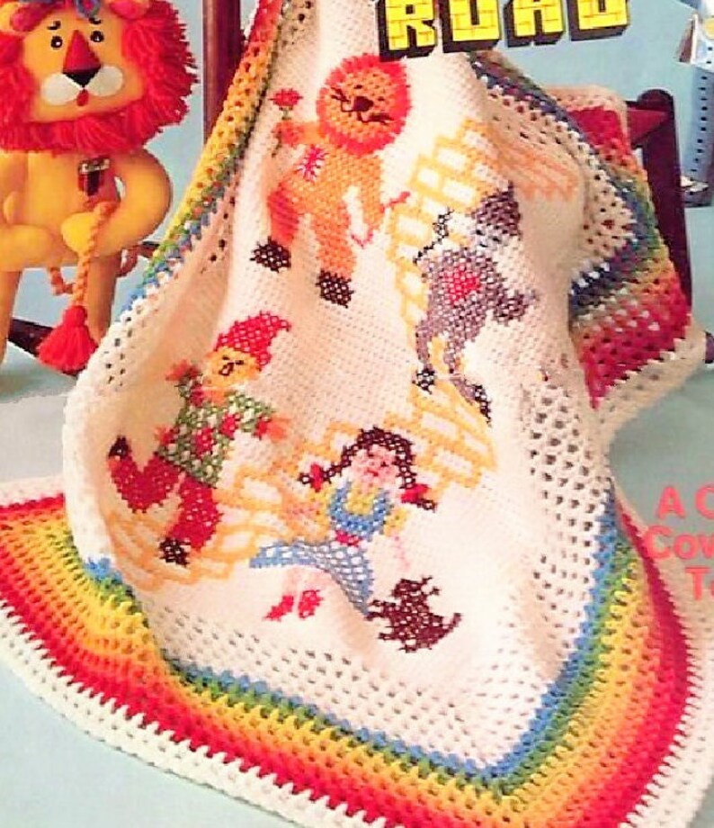 Vintage Crochet Pattern Yellow Brick Road The Wizard of Oz Blanket Afghan PDF Instant Digital Download Child Kids Coverlet Bed Throw image 4