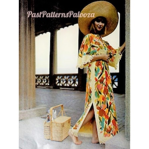 Vintage Sewing Pattern Womens Boho Bath Towel Caftan Dress PDF Instant Digital Download Retro 70s Long Towel Tunic