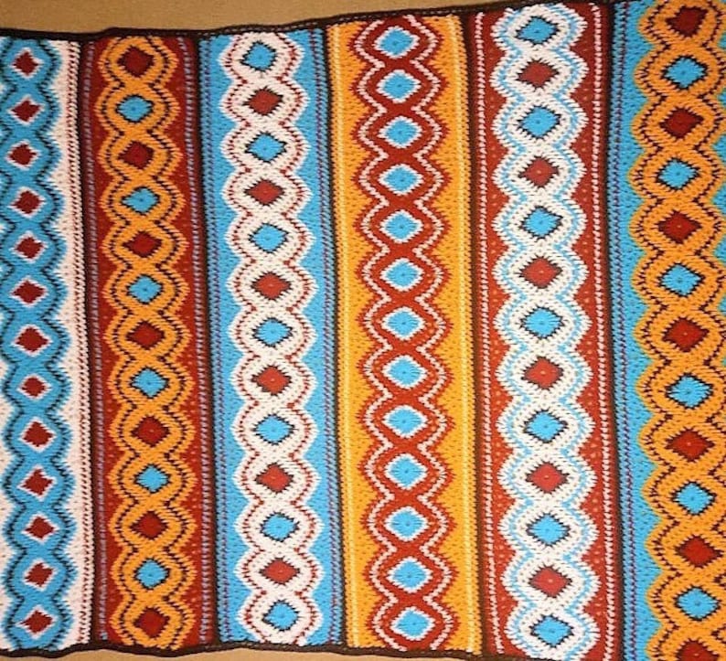 Vintage Crochet Navajo Afghan Pattern PDF Instant Digital Etsy