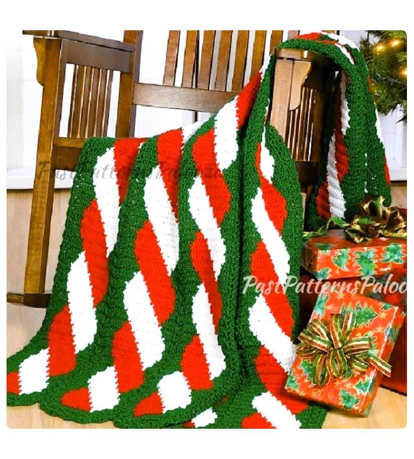 Vintage Crochet Pattern Christmas Candy Cane Twist Afghan PDF