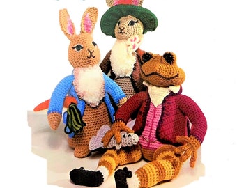Vintage Crochet Pattern 11 Peter Rabbit and Friends Soft Toy Dolls PDF Instant Digital Download Amigurumi Animals 10 Ply