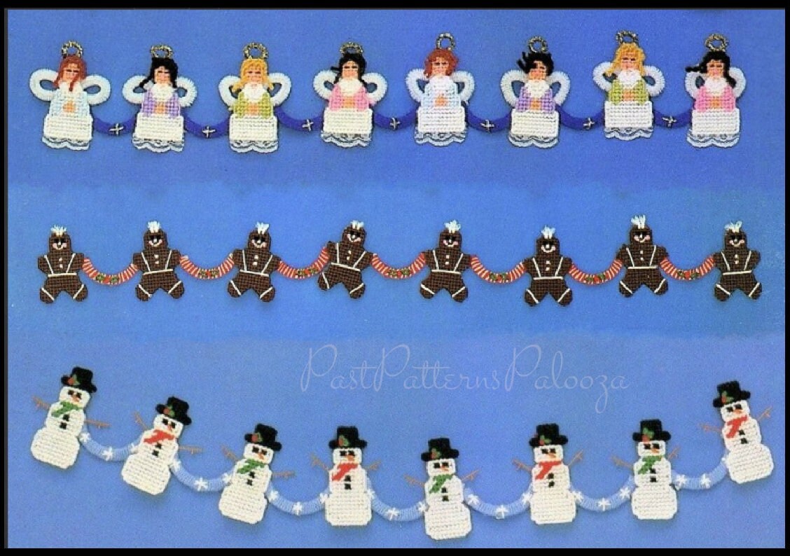 Vintage Plastic Canvas Pattern Christmas Tree Garland or Banners PDF ...