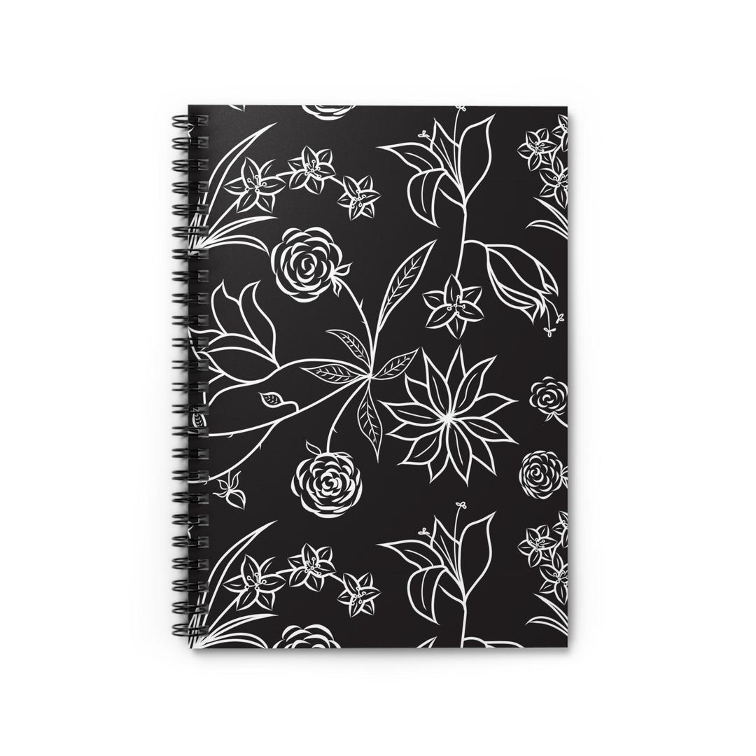 Black & White Floral Symphony Spiral Notebook - Ruled Line - Etsy