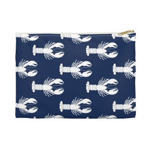 Navy & White Lobster Accessory Pouch