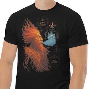 Göttliche Maskuline Energie Shirt | Heilige Geometrie Atem des Lebens Tee | Ätherisches Krieger Design | Seelenfeuer Gewandung