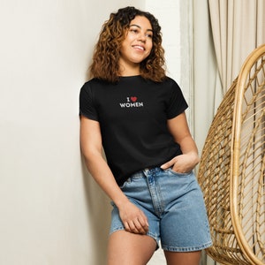 I heart women embroidery baby tee | Y2K shirt | I love women shirt | Baby tee | Cute baby tee | y2k
