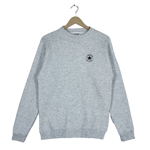 Vintage 90s Converse All Star Sweatshirt Crewneck Small Logo Grey Pullover Jumper Size S
