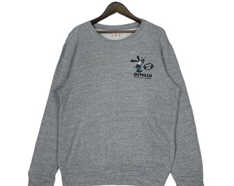 Vintage Oswald The Lucky Rabbit Sweatshirt Crewneck Grey Made in China Pullover Jumper Size M