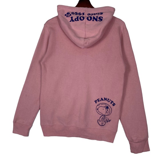 Vintage Peanuts Snoopy Hoodie Sweatshirt Pink Full Zip