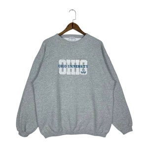 Vintage Ohio University Sweatshirt Big Logo Crewneck Gray Pullover Jumper Size XL