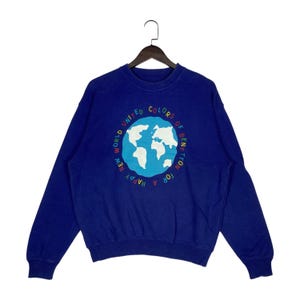 Vintage United Colors Of Benetton Sweatshirt Crewneck Blue Pullover Jumper Size 46