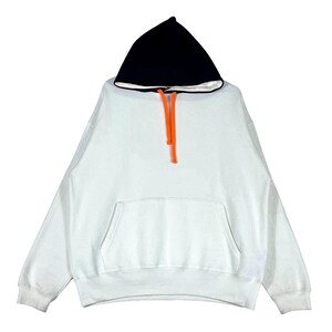 Pull à capuche épais vintage Beams Heart, pull surdimensionné blanc, taille XL