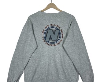 Vintage New Balance Sweatshirt Crewneck Grey Pullover Jumper Size M