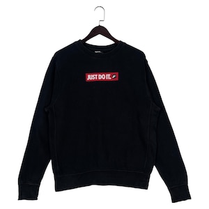 Vintage Nike Just Do It Crewneck Sweatshirt Black Pullover Jumper Size M