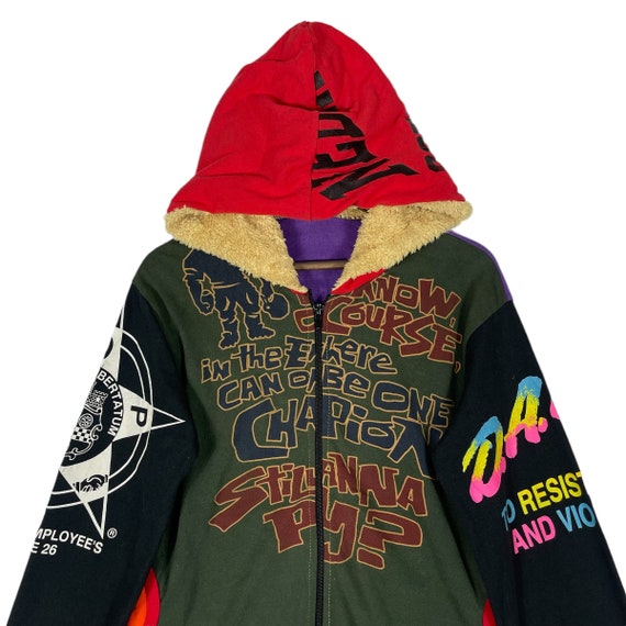 Vintage Cut and Sew Custom Recycled Full Zip Hoodie Fur Vintage Cut and Sew Custom Recycled Full Zip Hoodie Fur