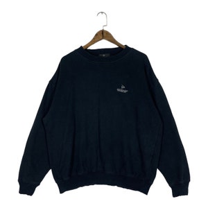 Vintage Dunlop Motorsport Sweatshirt Crewneck Small Logo Embroidery Navy Blue Pullover Jumper Size 2L