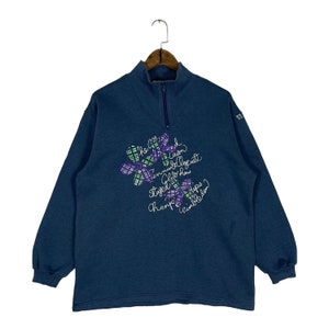 Moletom vintage Wimbledon Quater Zip pulôver azul feito no Japão tamanho L