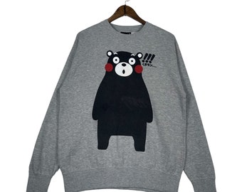 Vintage Kumamon Sweatshirt Crewneck Gray Printed Logo Pullover Jumper Size L