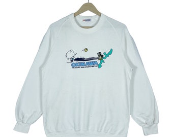 Vintage Okinawa Japan Athletic Meet 1987 Sweatshirt Crewneck White Pullover Jumper Size L