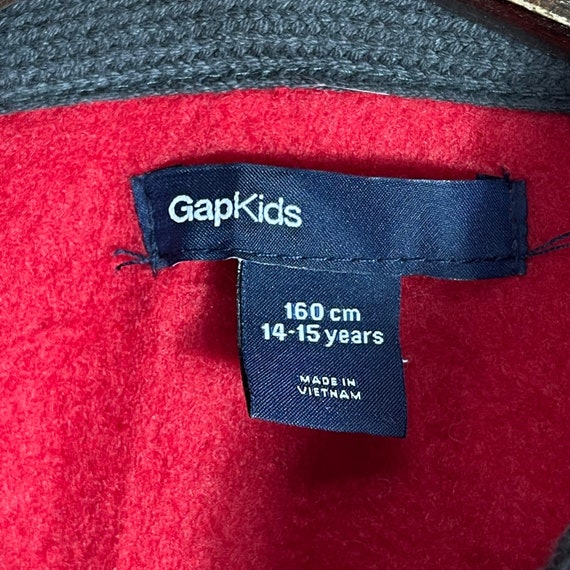Vintage GAP Kids Hoodie Sweater Fleece Red Zip Up… - image 5