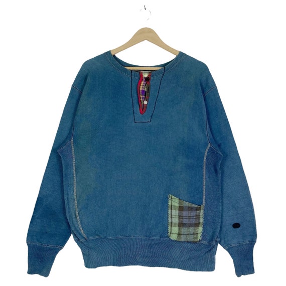 Vintage 80s Champion Reverse Weave Custom Sweatshirt Girocollo Blu Made in USA Pullover Jumper Taglia M Etsy Italia