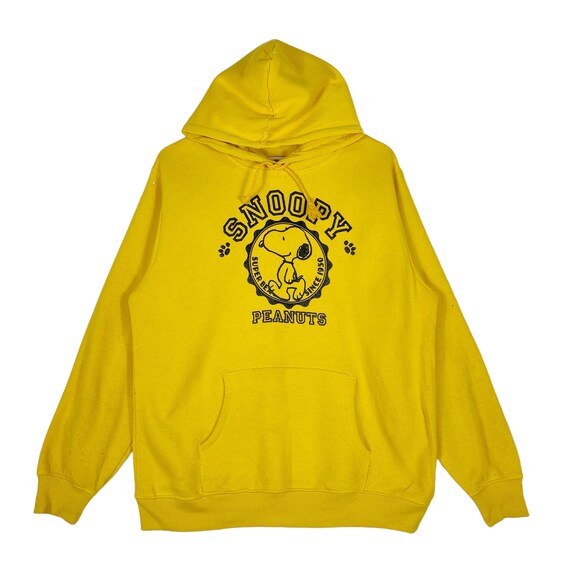 Vintage Snoopy Peanuts Hoodie Sweater Yellow Pullover… Gem