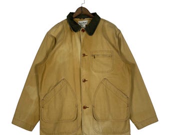 Vintage LL Bean Hunting Chore Canvas Jacket L Size USA Made - Etsy
