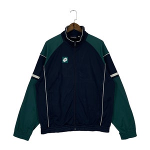 Vintage Lotto Italian Sports Sweatshirt Crewneck Green Zip Up Jumper Size L