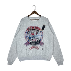 Vintage 1992 Montreal Canadiens Official Fan Sweatshirt Crewneck Gray Made in USA Pullover Jumper Size L