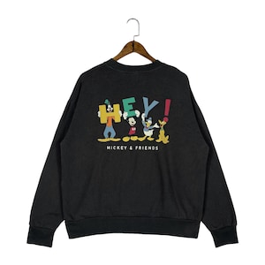 Vintage Disney Mickey & Friends Sweatshirt Rundhals Schwarz Pullover Pullover Pullover Grösse L