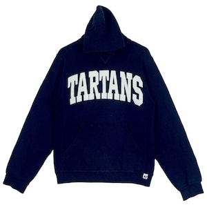 Vintage Tartans Hoodie Sweater Navy Blue Made in Honduras Pullover Jumper Size L