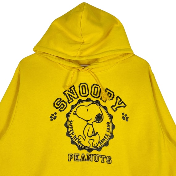 Vintage Snoopy Peanuts Hoodie Sweater Yellow Pullover… Gem