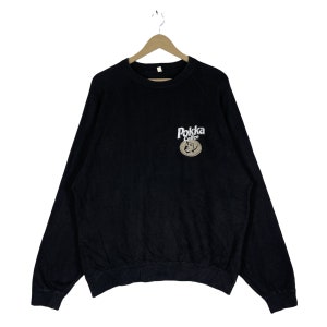 Vintage Pokka Coffee Sweatshirt Crewneck Black Pullover Jumper L