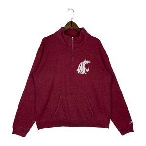 Felpa vintage WSU Cougars con zip a un quarto pullover rosso taglia XL
